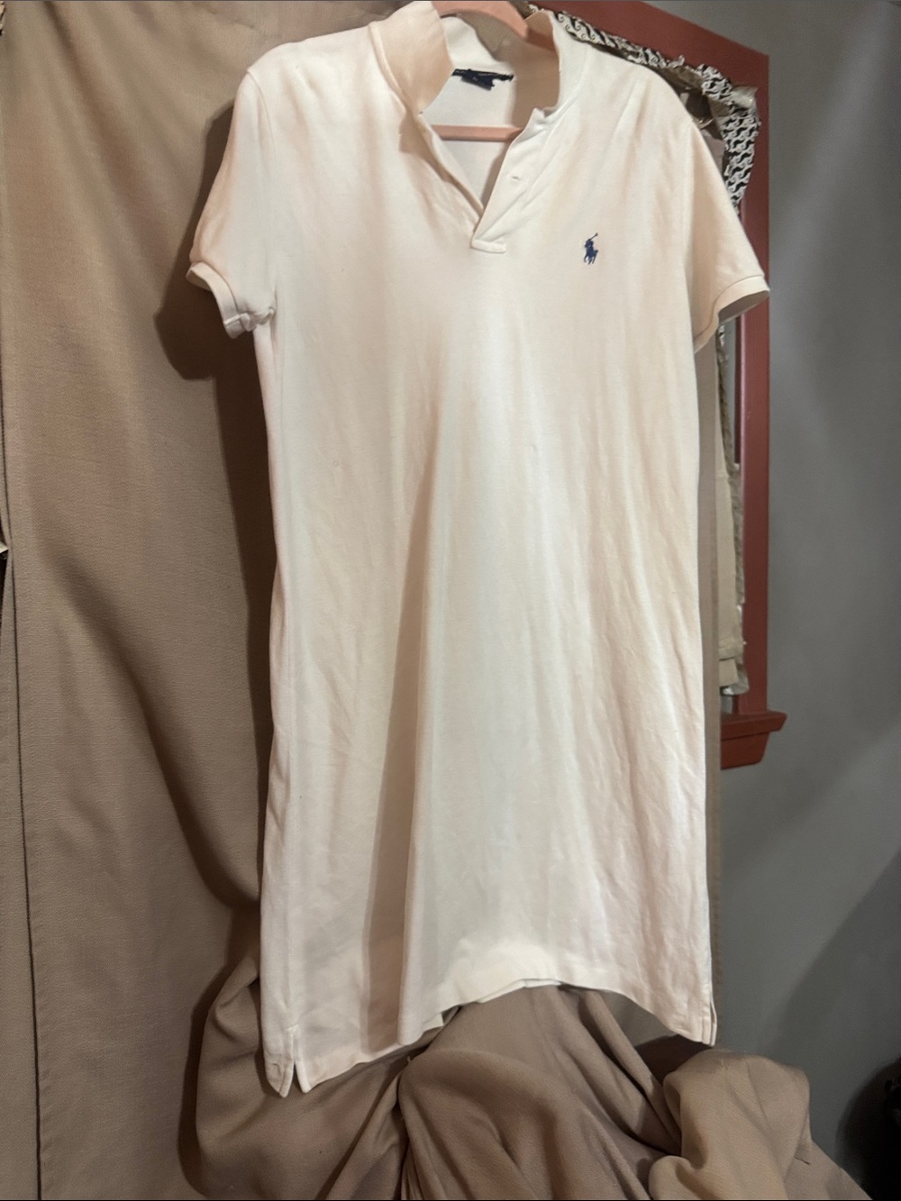 Ralph Lauren Light Cream Polo Dress with Navy Pony 20